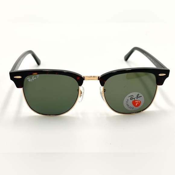 Ray-Ban Polarized Clubmaster Sunglasses Classic Hipster 990/58 Tortoise 51mm - Picture 14 of 14